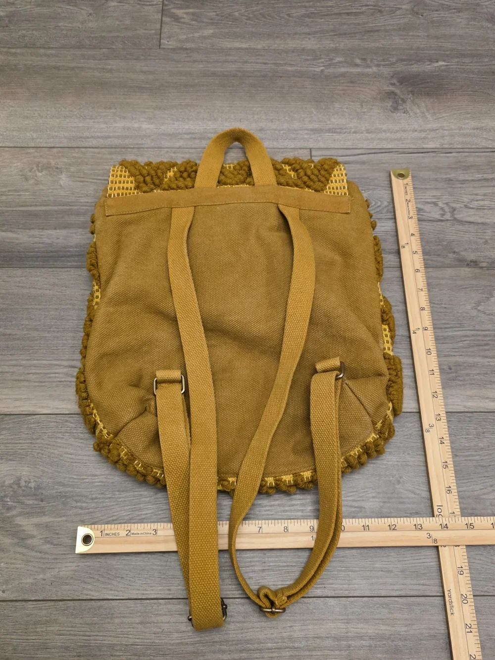 Panache Mustard Yellow Woven Macramé Backpack